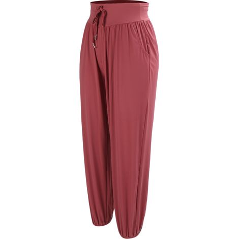 Pantalon de yoga taille haute à poche, séchage rapide, running fitness femme, rouge pastèque, coupe ajustée et respirante. (1/5)