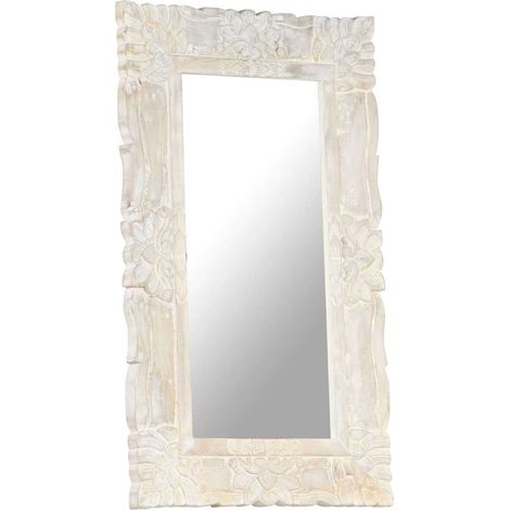 Maison Exclusive - Spiegel Weiß 80x50 cm Mango Massivholz (1/5)