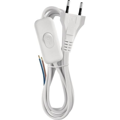 PVC 2 x 0,75 mm Blanc 3 m avec Interrupteur kF-h1/s051E4 (1/5)