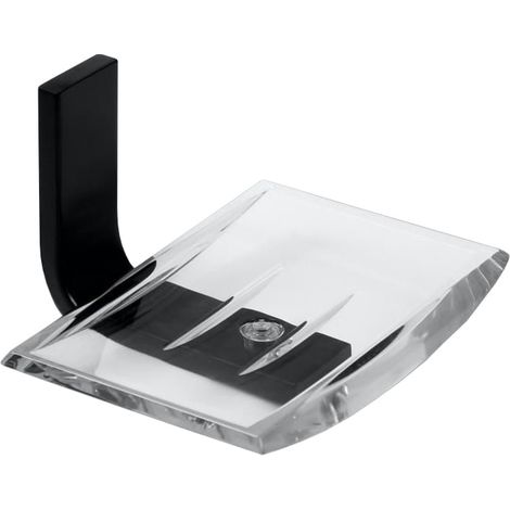 Porte-savon polycarbonate MATERIA en aluminium brillant éloxé noir - L11,5 x l13 x h7,5 cm - avec adhésif 3M - Koh-I-Noor