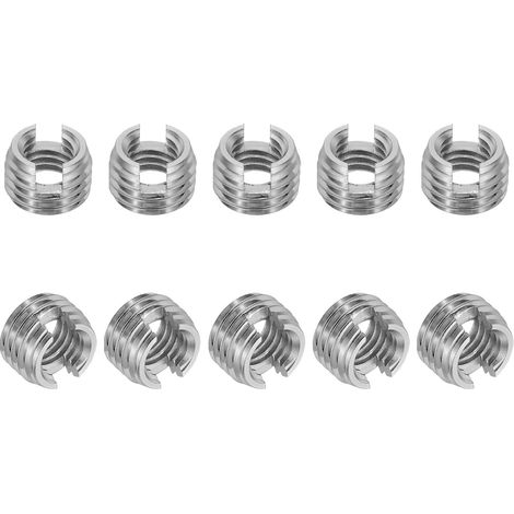 Insert Fileté Auto-Taraudeurs, 10 Pcs M8 x M12 x 8mm Acier Inoxydable 303 Filetage Adaptateur Réducteur Vis à Fente Inserts de Réparation Écrous Manchon (1/5)