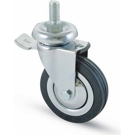 4PZ RUOTA GIREVOLE PER MOBILI+FRENO art.155BISB mm. 80-perno M12x30
