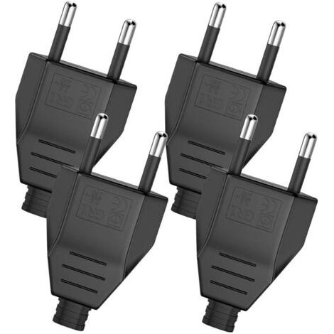4 piezas de enchufes planos europeos, macho de enchufe de red 250 V, 2,5 A, enchufe europeo para suministro eléctrico doméstico decorativo para instalar o sustituir (4 piezas – negro) (1/4)