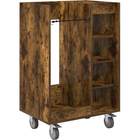 Armoire de golf rectangulaire moderne avec roues 65 x 45 x 98 cm grand espace de rangement en bois chêne fumé (1/4)