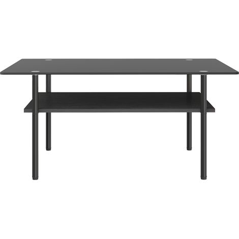Table basse de salon rectangulaire 2 niveaux verre trempé et MDF Noir 98 x 58 x 45 cm (1/5)