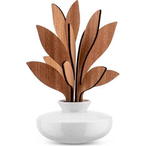 Alessi The Five Season MW64 2S W - Diffusore a Foglie per Ambiente in Porcellana, Foglie in Legno di Mogano, Bianco (1/5)