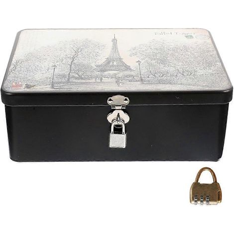 Boîte à bijoux vintage en fer-blanc, coffret de rangement à fermeture hermétique (1/5)
