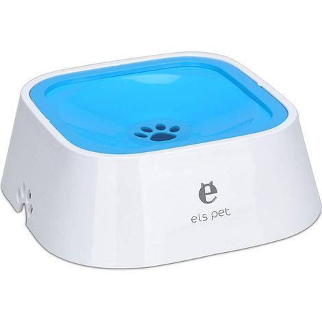 QAZQA Gamelle flottante pour animal domestique - 1,5 l - Fontaine à eau lente - Sans déversement - Anti-débordement - Anti-étouffement - Gamelle automatique pour chien, chat, chiot - Bleu (1/5)
