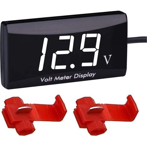 1 voltmètre numérique étanche DC 12 V LED affichage pour voiture et moto voltmètre manomètre avec pinces métalliques (1/4)
