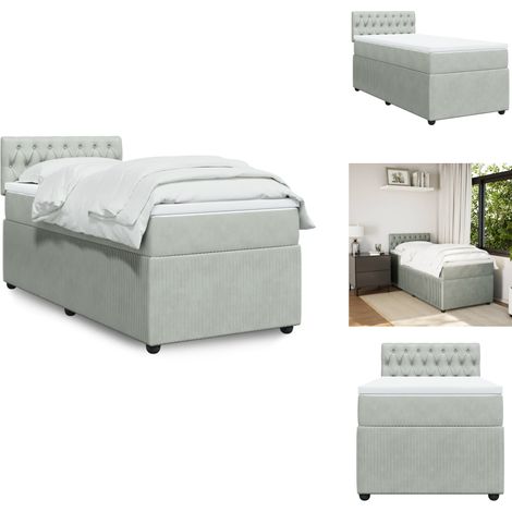 Sommier à lattes de lit et matelas Gris clair 100x200cm Velours - Sommier À Lattes De Lit - Sommiers À Lattes De Lit - Lit - Meuble De Chambre À Coucher (1/5)
