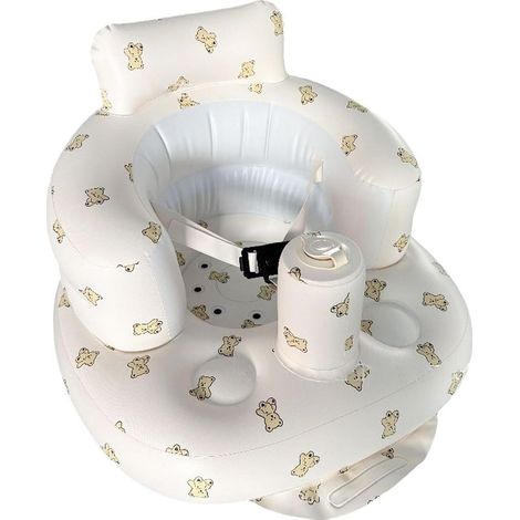 CCYKXASiège Bébé Gonflable, Siège de Bébé Gonflable pour les Bébés de 3 Mois et Plus, Chaise pour Tout-petit, Avec Harnais, Chaise Portable Gonflable(Ours) (1/5)