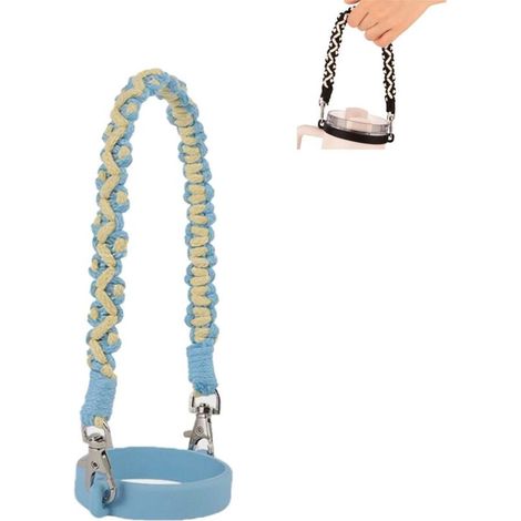 Sangle de poignée de bouteille d'eau, housse élastique en silicone, cordon de transport portable pour gobelet à eau (jaune bleuâtre) (1/5)