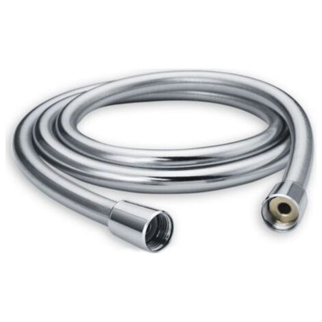 Flexible de douche 150 cm avec protection anti-torsion, tuyau de, et résistant à la torsion, testé pour l'eau potable sous pression, argenté (1/5)