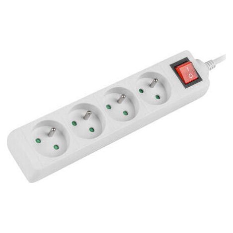 LANBERG 1.5M WHITE LANTERGE CURVE 4X 230V PL WITH CIRCUIT BREAKER, FULL COPPER (1/4)