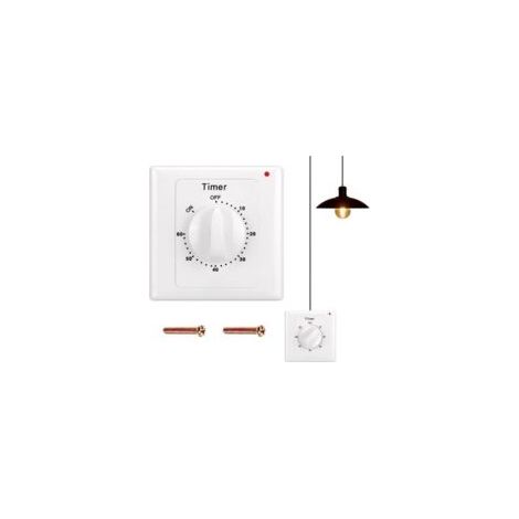Interruptor temporizador con cuenta regresiva: interruptor de luz con temporizador de 60 minutos, resistente al agua, orificios para instalación en baño, ventilador, luces.