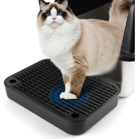 Taburete con rampa/filtro para arenero, fácil de limpiar, para gatitos/gatos mayores (negro)