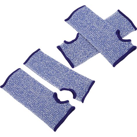 Lot de 4 protège-bras ajustés, anti-rayures, avec fente pour le pouce et finition épaisse, bleus, taille M. (1/5)