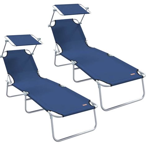 Maison Exclusive - Lettino da sole 2 pcs Blu 58 x 188 x 77cm Poliestere