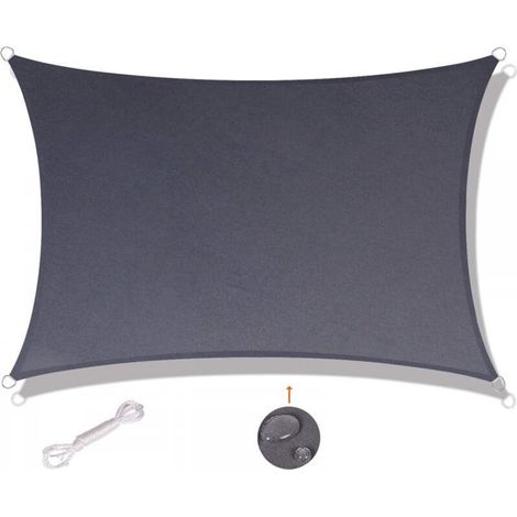Voile d'ombrage rectangulaire 2x2m étanche et résistante aux UV, convient pour balcon terrasse de jardin, gris (1/5)