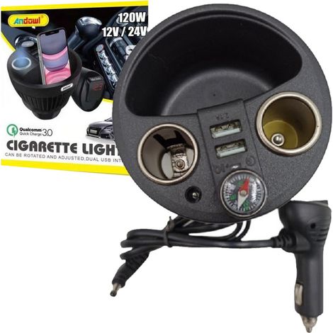 Andowl - Caricabatterie Per Auto 120w 12/24v Ricarica Rapida Accendisigari 2xusb Q-t179 - (1/4)