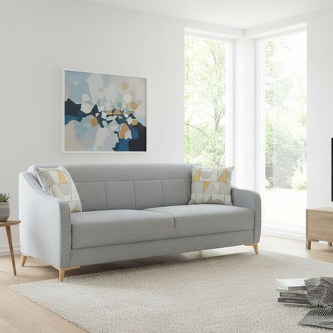 Sofá Cama 3 Plazas Propata, con Almacenaje, Apertura Clic-clac, Lavable, 203x90 cm Gris Claro (1/5)