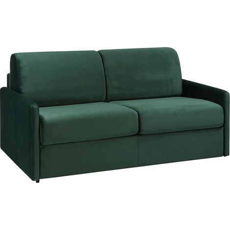 Canapé 4 places convertible express en velours vert sapin - Couchage 160 cm - Matelas 14 cm CALIFE (1/5)