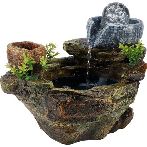 LED-Steingarten-Brunnen aus Kunstharz, DIY-Pflanzen, Mikrolandschaft, Topfpflanzen, Sukkulenten, Heimdekoration, EU 220–240 V (1/5)
