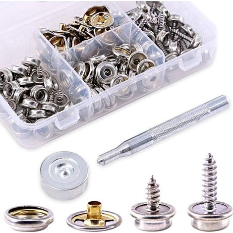 Acier inoxydable argent blanc 15mm 20pcs + boucle avant 20pcs + boucle femelle 20pcs + outils + boîte de rangement (1/4)