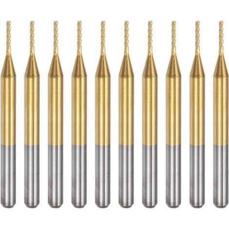 Titanhartmetall-Gravierfräser, 10 Stück, CNC-Fräser für Leiterplattenmaschinen, 0,9 mm Schaft, Titanbeschichtung (1/4)