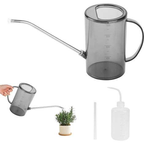 Arrosoir en Plastique 2 Pièces avec Long Bec Verseur  Arrosoir 1l + Flacon Pulvérisateur 500ml, Idéal Pour Arrosage Précis Et Humidification Des Plantes D'intérieur. (1/5)