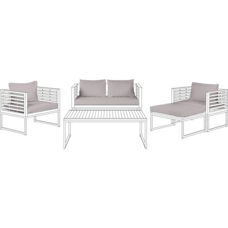 Conjunto de fundas de cojín para exterior cojines de asiento y respaldo gris Bermuda