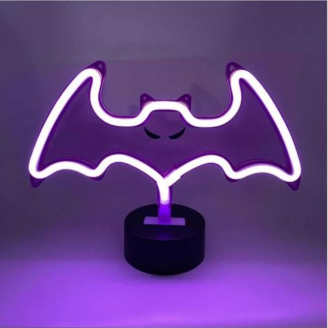 Veilleuse d'Halloween, lumière LED, néon, décoration lumineuse d'Halloween Base Bat B Violet (1/5)