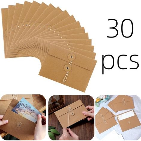 30 enveloppes enveloppes en papier kraft pochettes de rangement pour factures enveloppes pour cartes postales (brun, 1711,5 cm) (1/5)