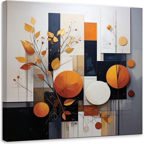 Bild auf Leinwand Abstrakt Kreise Blätter beige orange 20x20 (1/5)