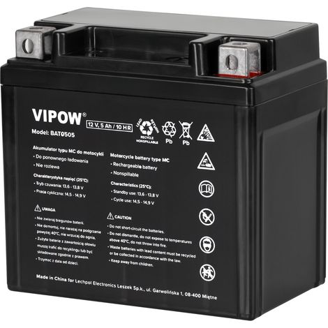 Batteria Vipow tipo MC per motociclette 12 V 4 Ah