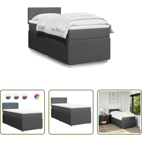 Matratze - Boxspringbett mit Matratze Dunkelgrau 100x200 cm Stoff (1/5)