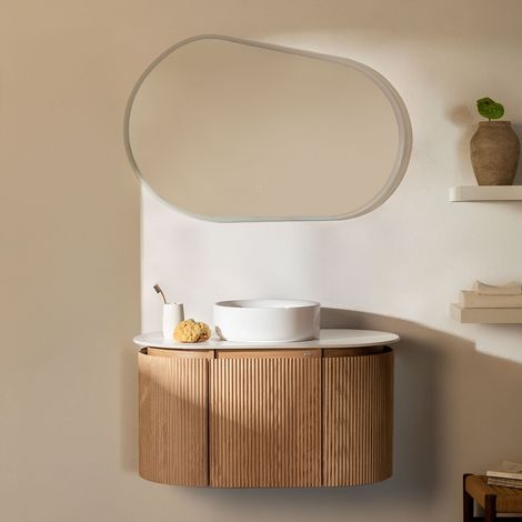Conjunto de mueble de baño suspendido 90x50 cm en madera Carsone SKLUM
