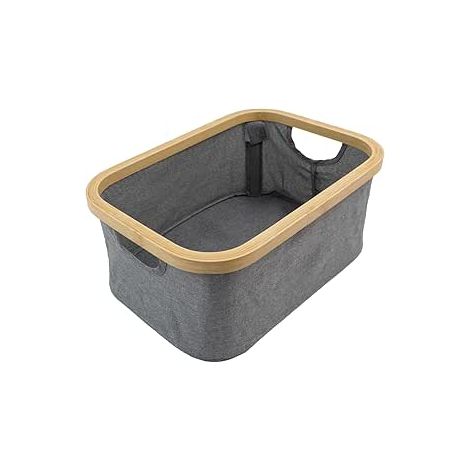JVL Bambanio Foldable Bamboo Storage Basket, 26L - Grey (1/5)