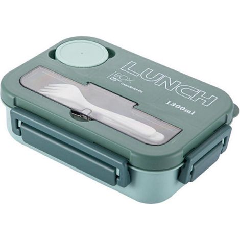 Tragbare Lunchbox mit Gitterrost, Gabel und Löffel, mikrowellengeeigneter Lebensmittelbehälter A (1/5)