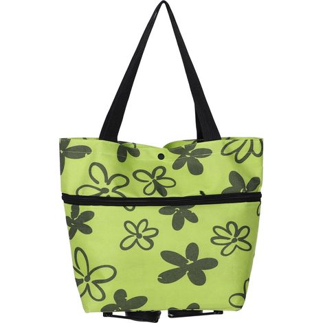 Chariot avec Design Floral à Roues en Tissu Oxford Pliable Paquet de Courses Portable Robuste en Abs, Shopping Facilement et Transporter des Charges Lourdes (1/5)