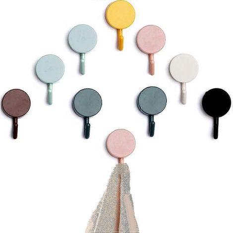 A Pack Of 10 Self-adhesive Towel Hooks, Colored Hooks, Bathroom, Bathroom, Kitchen, Office, Self-adhesive Wall Hooks With Hooks