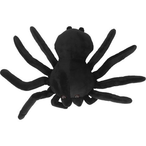 Peluche araignée réaliste 20x30cm – Coussin décoratif doux pour Halloween, animal en peluche noir pour maison, oreiller de décoration effrayant (1/5)