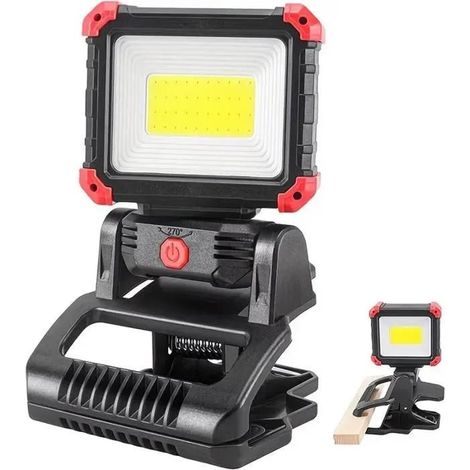 HOXILEELEOLampe de travail LED ultra brillante avec pince magnétique. 3 modes, rotation 270°/180°, USB, atelier/réparation/camping. (1/5)