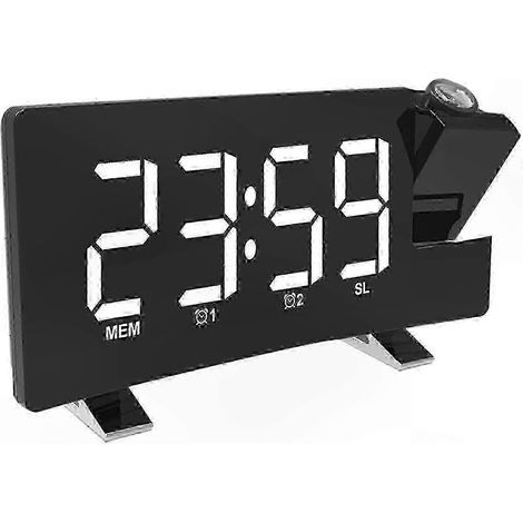 Projektorwecker mit USB-Ladefunktion, weißem Digitaldisplay, LED-Projektions-Nachttischuhr (1/5)