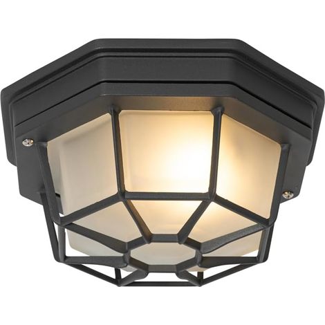 Plafonnier - 1 lumière - Ø 213 mm - Gris foncé - Rustique - éclairage extérieur (1/5)
