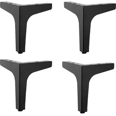 Quatre pieds de meubles en métal, compatibles avec tables, lits, chaises, bureaux, coiffeuses, armoires et autres meubles. Supports et visserie fournis. (1/5)