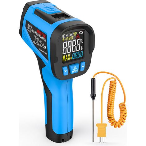 Pistolet de température infrarouge -40℃650℃, pistolet de température laser numérique sans contact avec écran LCD couleur, adapté à la cuisson, aux poêles à frire, aux moteurs, au CVC, émissivité régla (1/4)