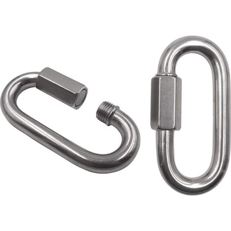 5er-Pack Schnellverbindungs-Karabiner aus Edelstahl, 5 mm Durchmesser, V4A Schraubverbinder, Materialstärke, robuste ovale D-förmige Verschlussclips aus V4A Edelstahl (1/5)