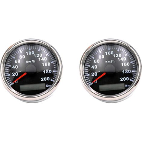 Lot de 2 compteurs de vitesse GPS 85 mm 200 km/h 9-32 V avec rétroéclairage rouge, odomètre adapté à tous types de voitures (1/5)