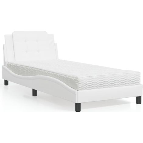 Bett mit Matratze Weiß 100x200 cm Kunstleder vidaXL839471 (1/5)
